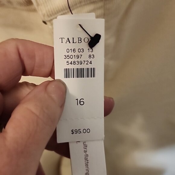 Talbots Corduroy Straight Leg Pant sz 16 Cream - Picture 4 of 7
